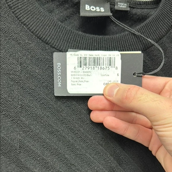 Boss Black Crewneck Sweater with Textured Design - Picture 3 of 4